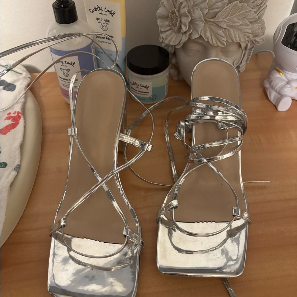 Silver Strappy Women's Sandals